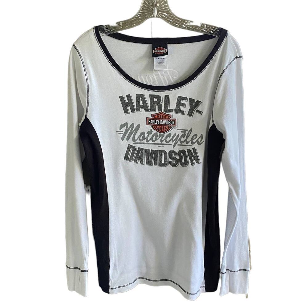 Women's L HARLEY-DAVIDSON Long Sleeve T-Shirt Tifton, GA Glitter 100% Cotton